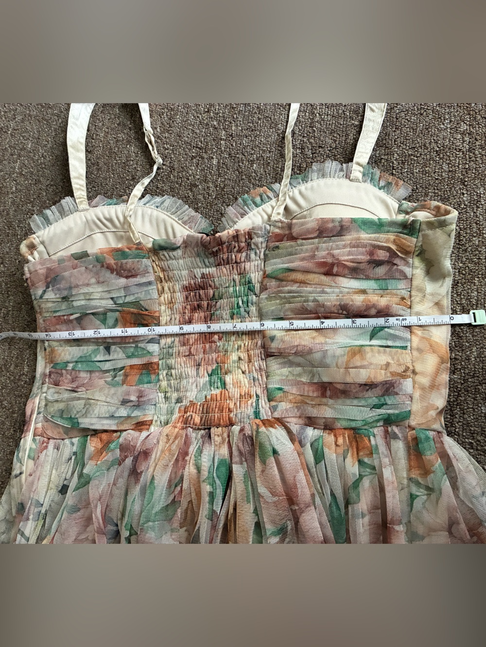 Floral Bustier Midi Dress in Blush and Peach - Picture 8 of 12